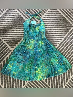 NWT BALI BATIKS Hawaiian Medium Tropical Halter Midi Dress